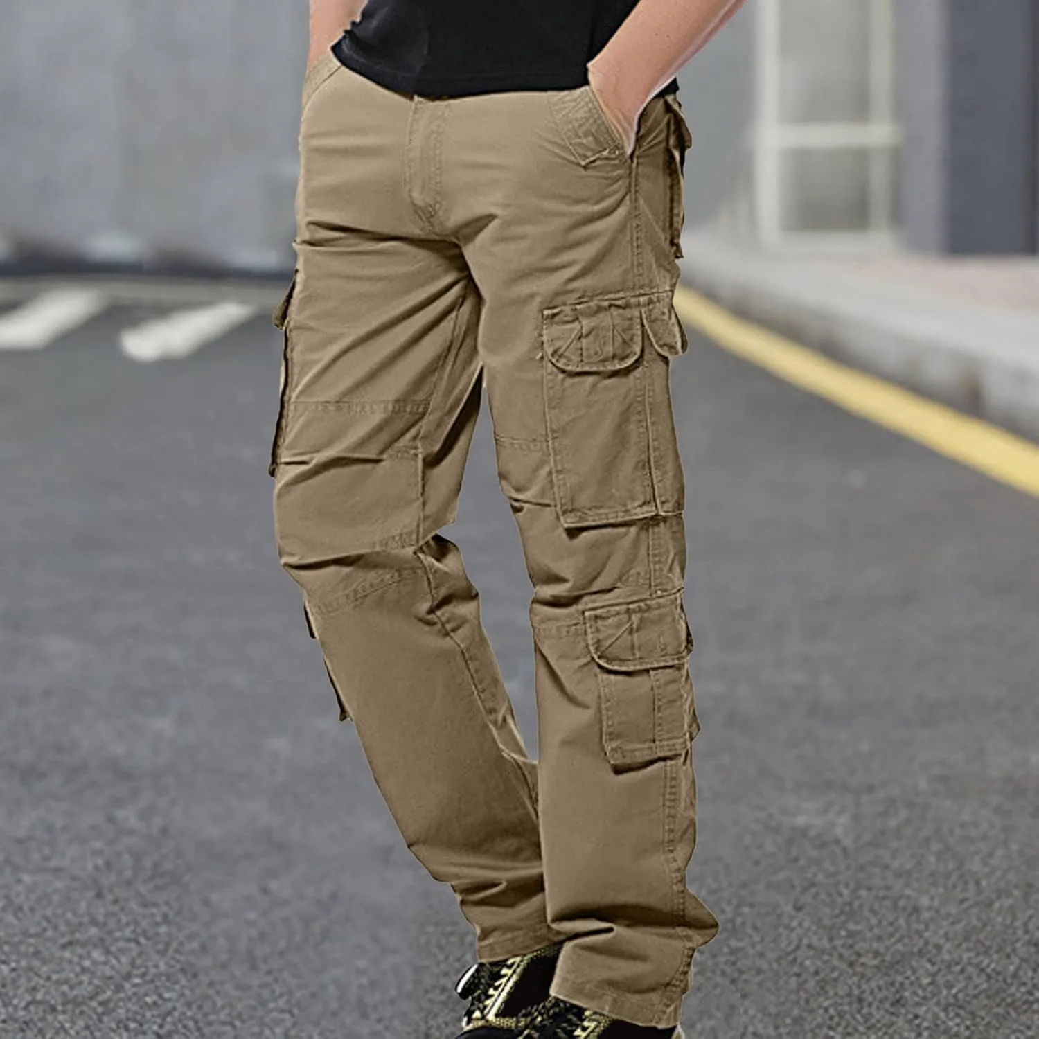 Men's Hiking Cargo Pants Relaxed Fit Baggy Multi-Pocket Track Pants Oversized Workout Sports Joggers Sweatpants