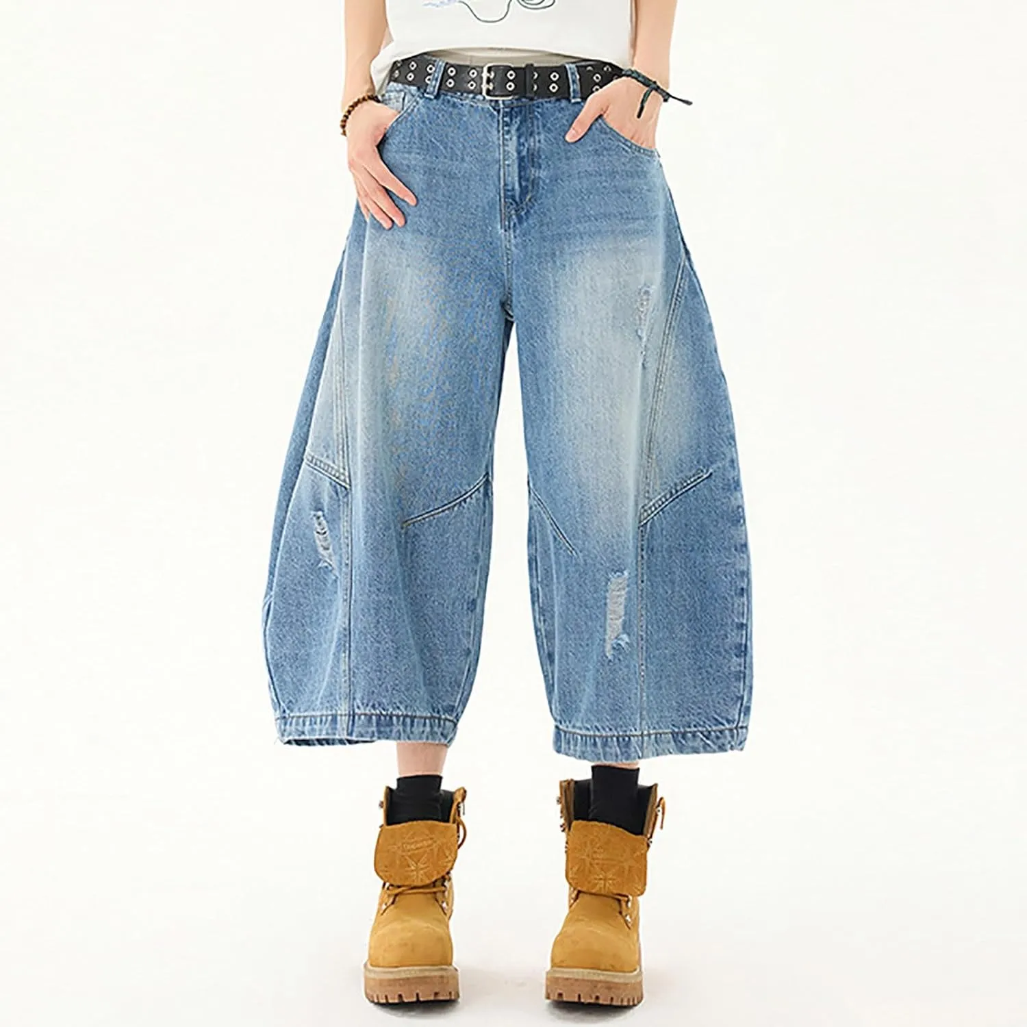 Men's Loose Fit Denim Shorts Baggy Casual Summer Wide Leg Long Jean Jorts Hip Hop Shorts Trendy Outfits