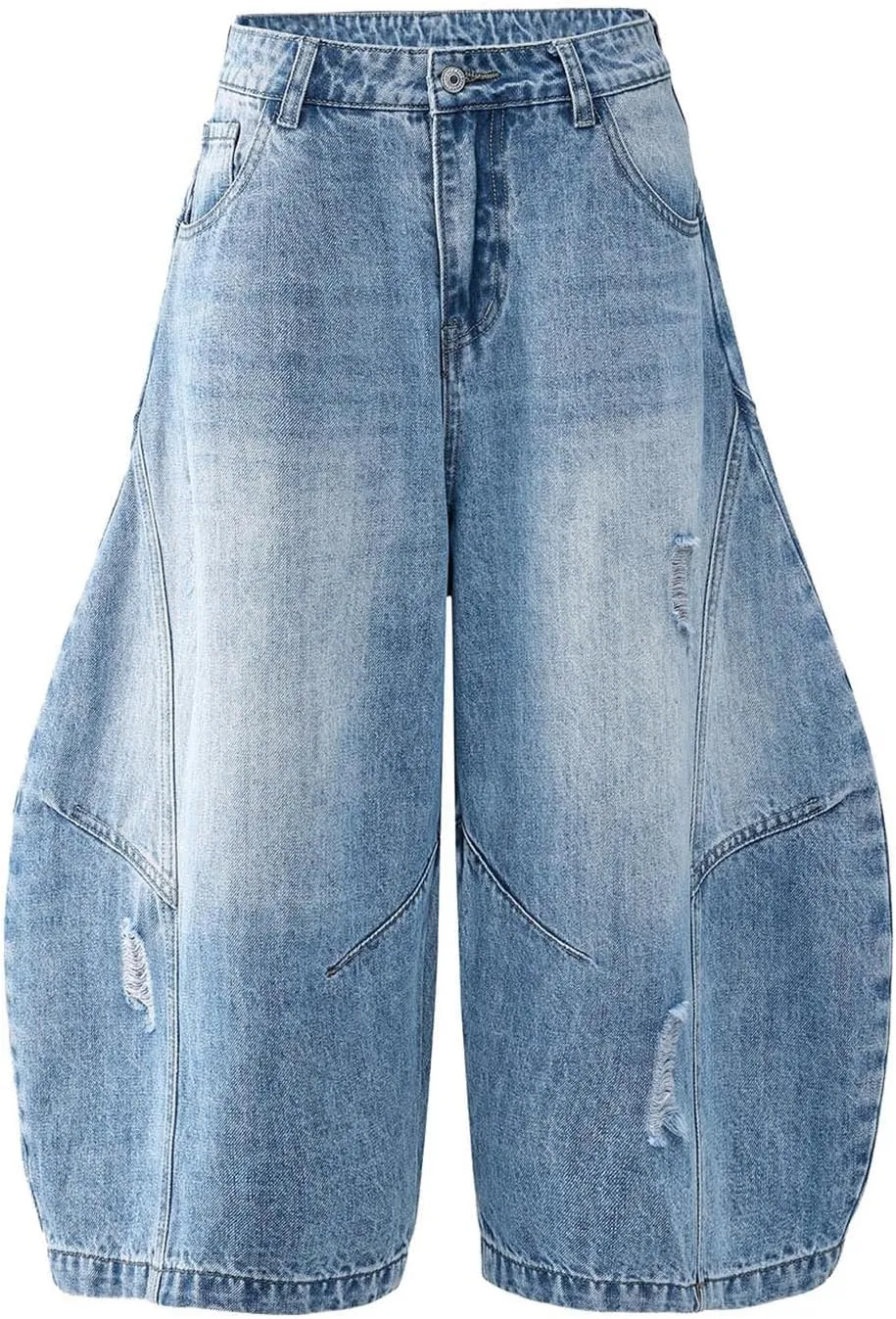 Men's Loose Fit Denim Shorts Baggy Casual Summer Wide Leg Long Jean Jorts Hip Hop Shorts Trendy Outfits
