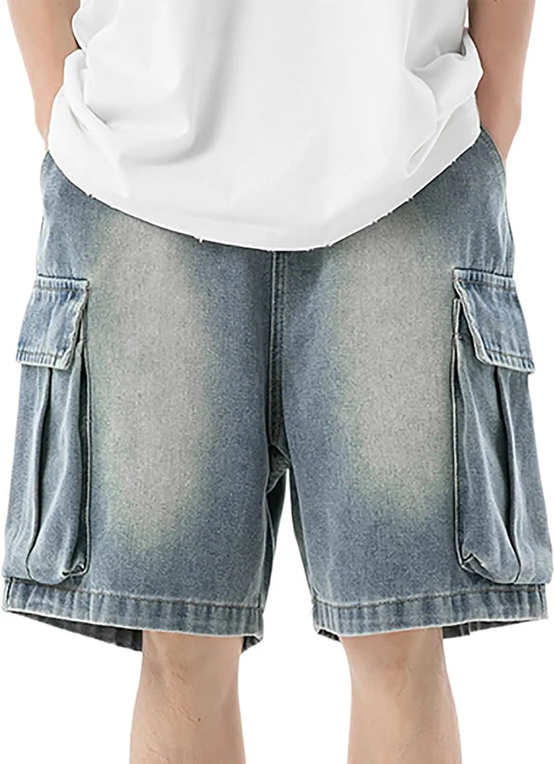 Men's Loose Fit Denim Shorts Baggy Casual Summer Wide Leg Long Jean Jorts Hip Hop Shorts Trendy Outfits