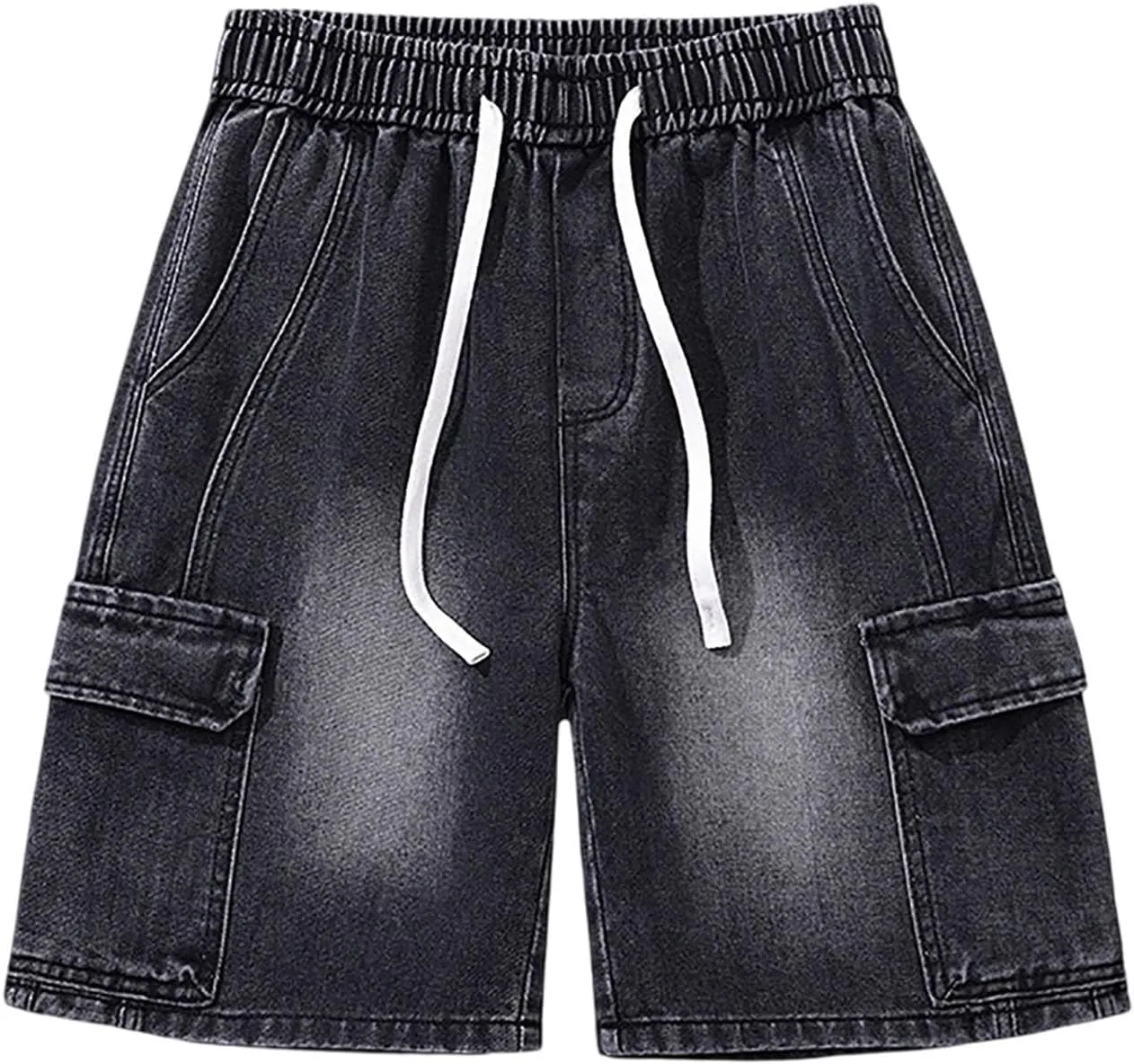 Men's Loose Y2K Hip Hop Mid Jean Shorts Work Denim Shorts with Pockets Casual Summer Streetwear Clothes