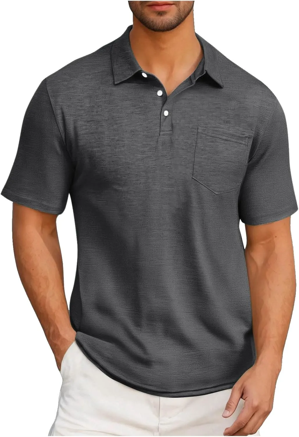 Men's Pique Polo Shirts Trendy Short Sleeve Quick Dry Performance Golf Shirt Summer Daily Casual Colalred T-Shirts