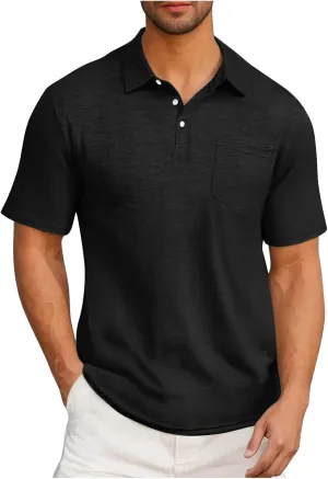 Men's Pique Polo Shirts Trendy Short Sleeve Quick Dry Performance Golf Shirt Summer Daily Casual Colalred T-Shirts