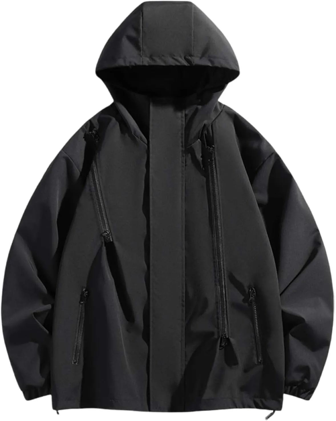 Men's Rain Jackets Outdoor Mountain Hiking Waterproof Windbreaker Midweight Full Zip Hooded Raincoat for Daily Casual