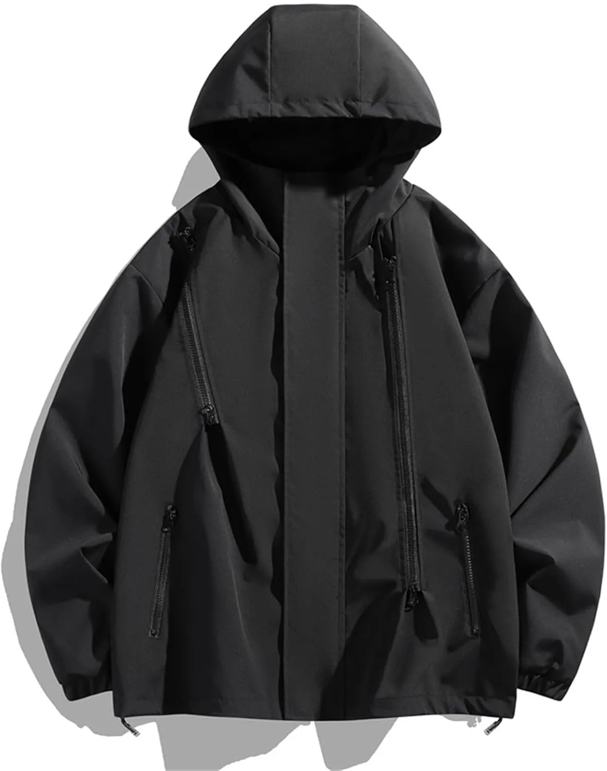 Men's Rain Jackets Outdoor Mountain Hiking Waterproof Windbreaker Midweight Full Zip Hooded Raincoat for Daily Casual