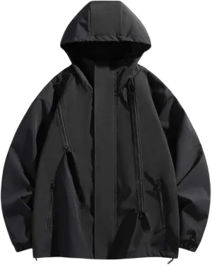 Men's Rain Jackets Outdoor Mountain Hiking Waterproof Windbreaker Midweight Full Zip Hooded Raincoat for Daily Casual