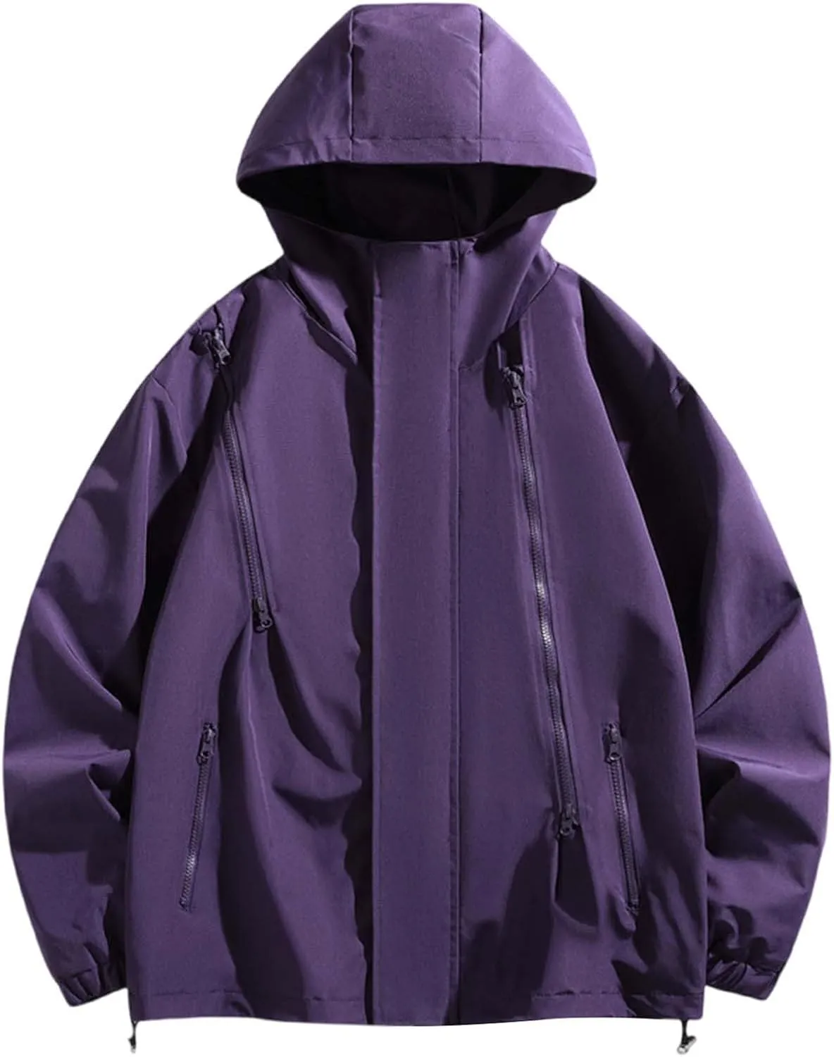 Men's Rain Jackets Outdoor Mountain Hiking Waterproof Windbreaker Midweight Full Zip Hooded Raincoat for Daily Casual