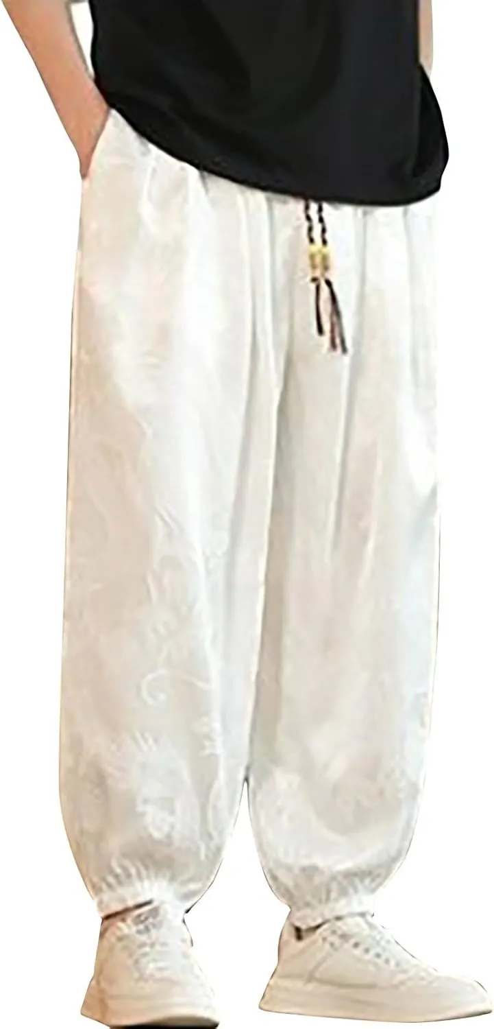 Mens Satin Harem Jogger Pants Paisley Silk Lounge Pajama Bottoms Big and Tall Western Cowboy Beach Yoga Pants
