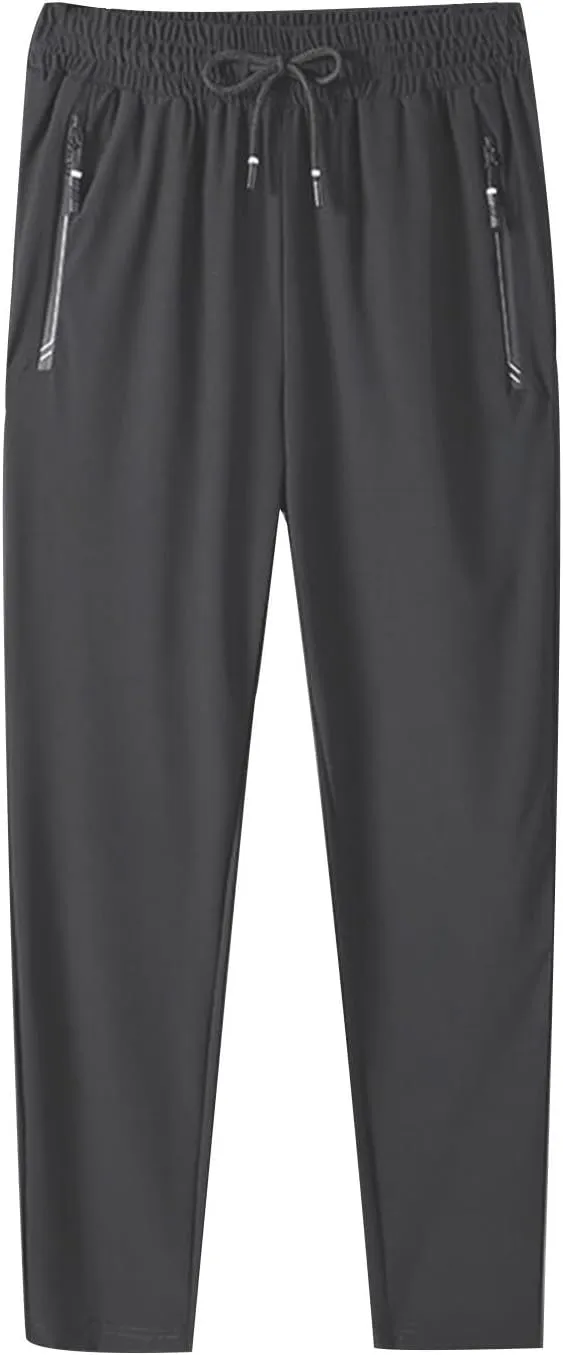 Mens Sweatpants Big and Tall Ice Silk Summer Beach Joggers Athletic Elastic Waist Casual Pants with Pockets