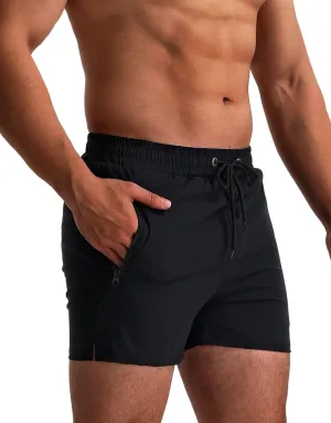Mens Swim Trunks 5" with Mesh Lining Quick Dry Beach Shorts with Zipper Pockets Sports Board Shorts Swimwear