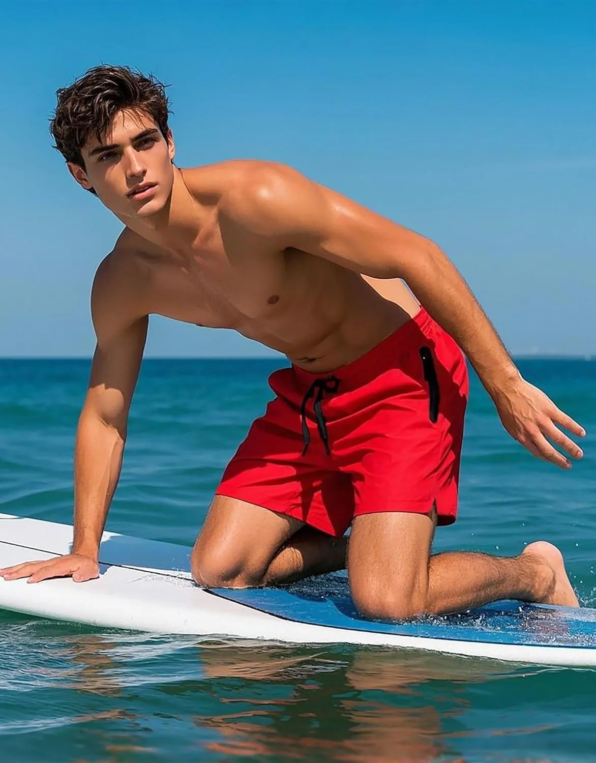 Mens Swim Trunks 5" with Mesh Lining Quick Dry Beach Shorts with Zipper Pockets Sports Board Shorts Swimwear