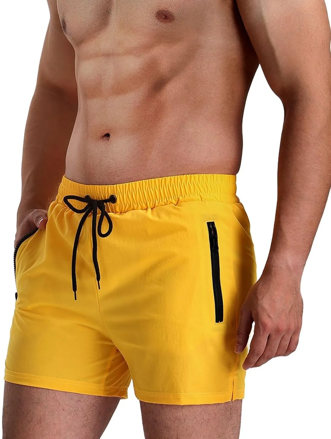 Mens Swim Trunks 5" with Mesh Lining Quick Dry Beach Shorts with Zipper Pockets Sports Board Shorts Swimwear