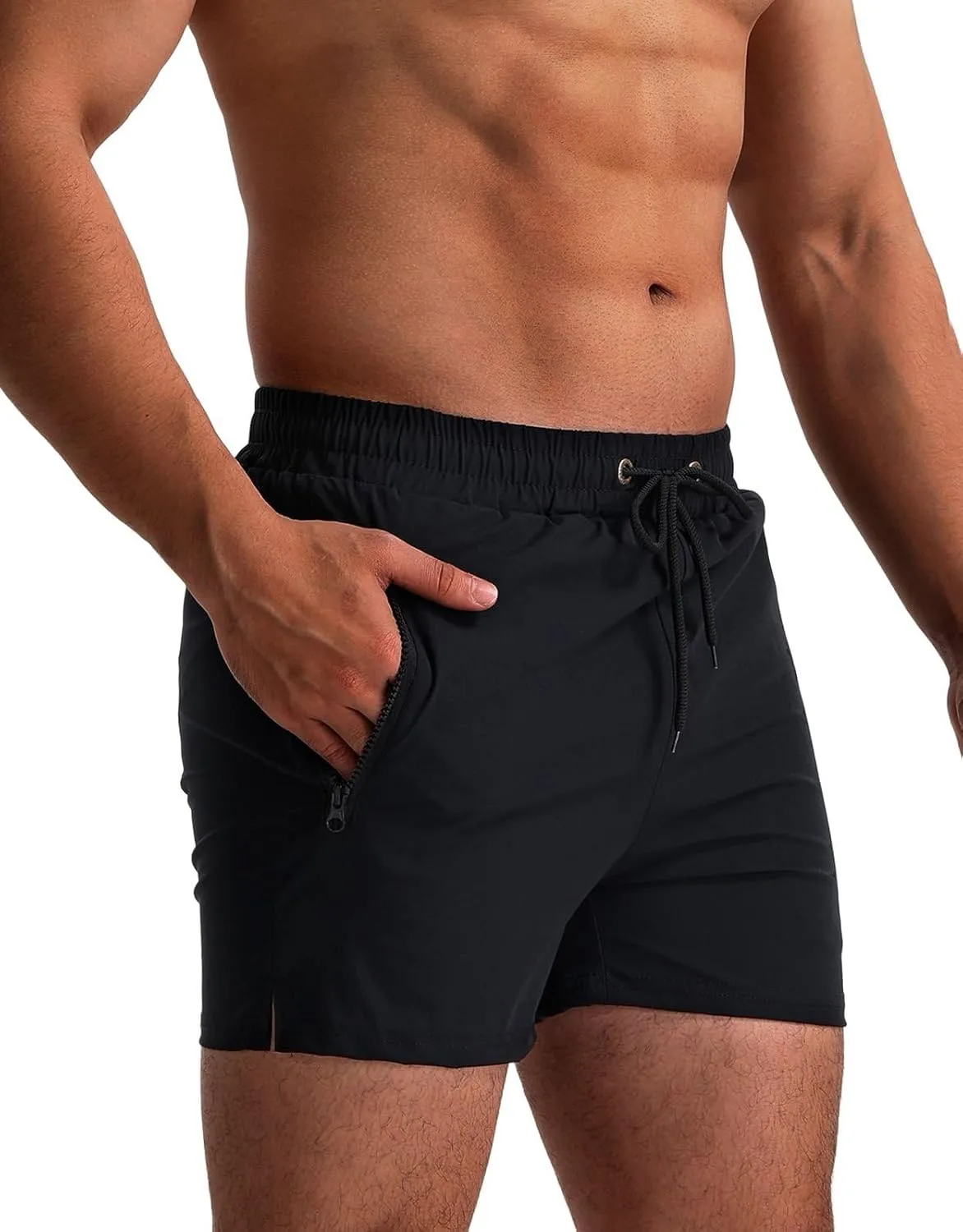 Mens Swim Trunks 5" with Mesh Lining Quick Dry Beach Shorts with Zipper Pockets Sports Board Shorts Swimwear