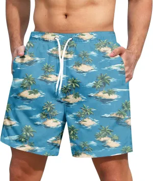 Men's Swim Trunks Quick Dry Beach Board Shorts Stretchy Bathing Suit Swimwear with Pockets