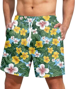 Men's Swim Trunks Quick Dry Beach Board Shorts Stretchy Bathing Suit Swimwear with Pockets