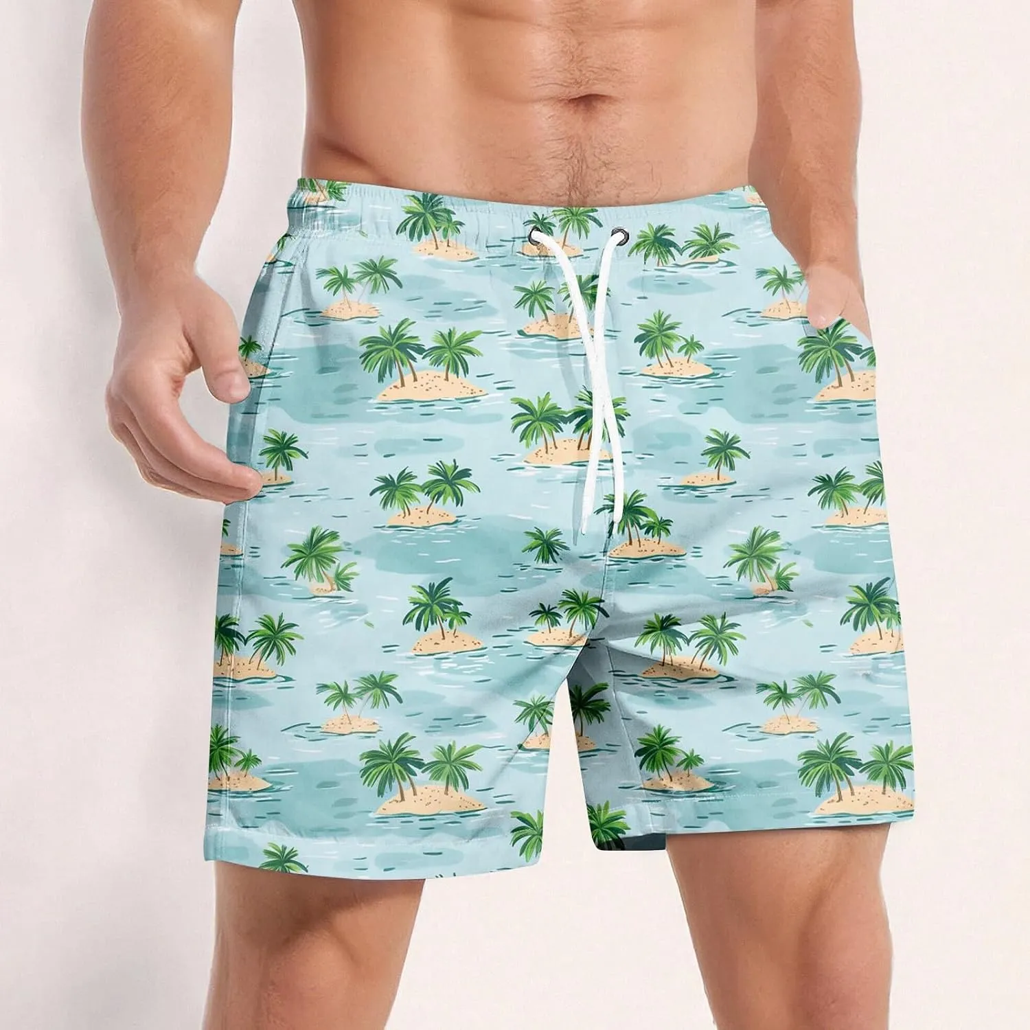 Men's Swim Trunks Quick Dry Beach Board Shorts Stretchy Bathing Suit Swimwear with Pockets