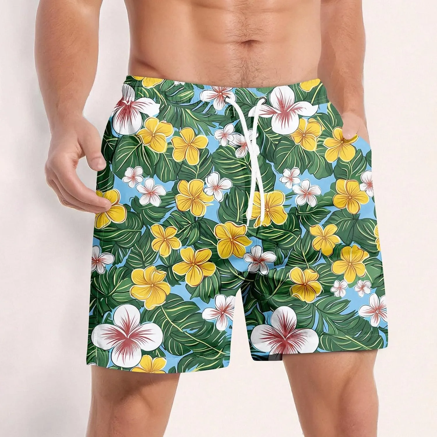 Men's Swim Trunks Quick Dry Beach Board Shorts Stretchy Bathing Suit Swimwear with Pockets