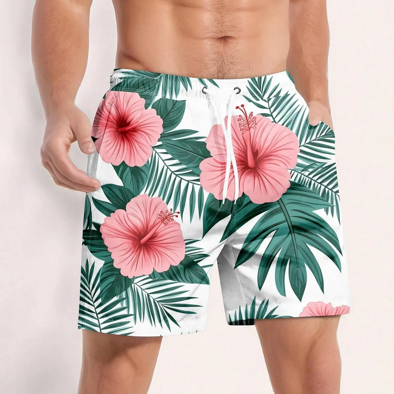 Men's Swim Trunks Quick Dry Beach Board Shorts Stretchy Bathing Suit Swimwear with Pockets