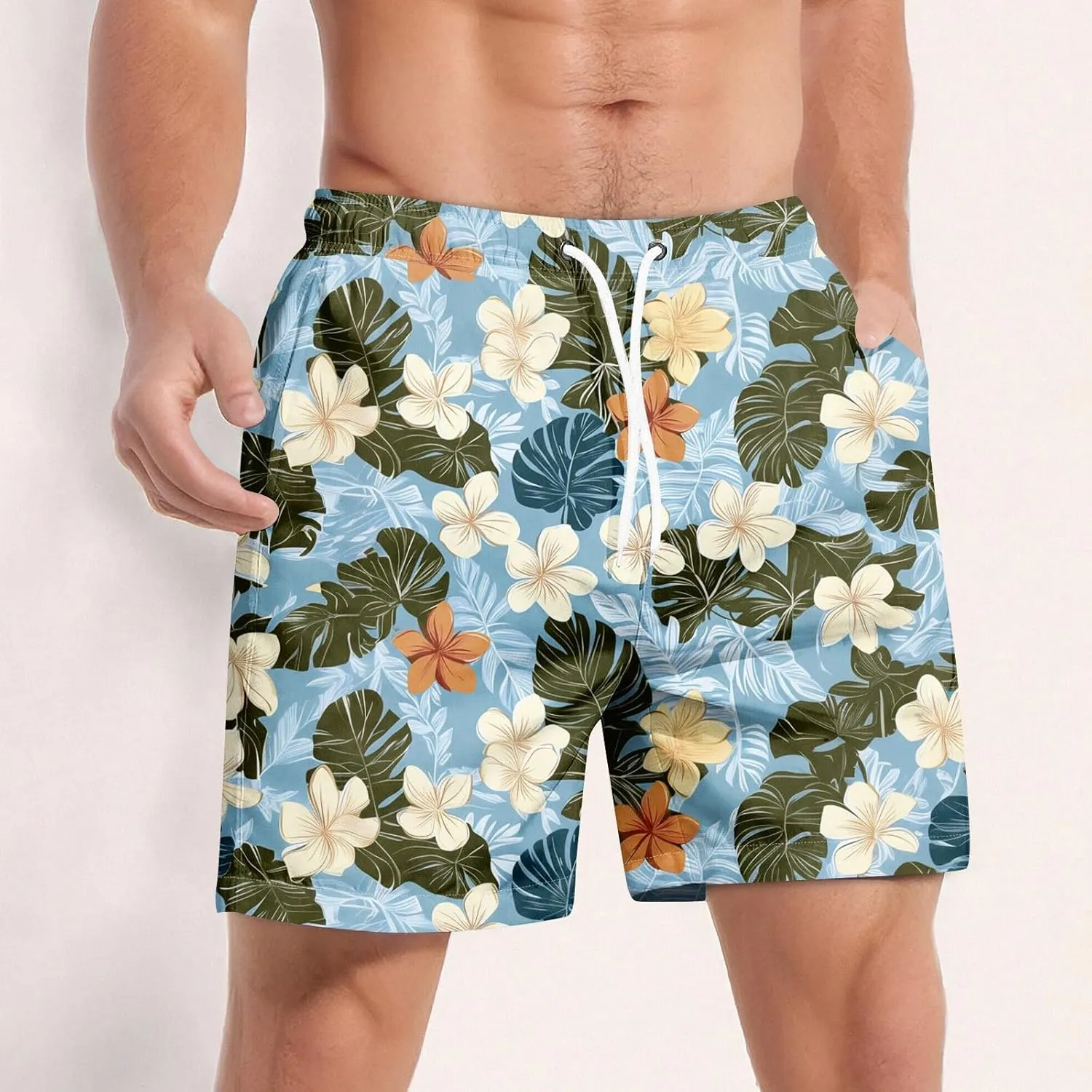 Men's Swim Trunks Quick Dry Beach Board Shorts Stretchy Bathing Suit Swimwear with Pockets
