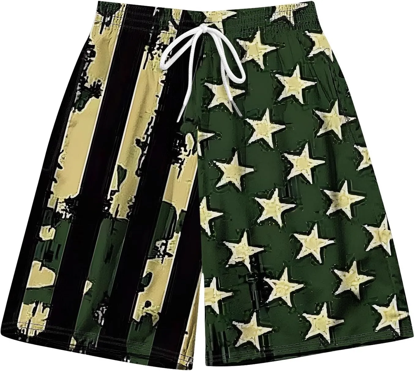 Men's Swim Trunks Quick Dry Lightweight Ripstop Board Shorts Casual USA Independence Day Hiking Bathing Suit Swimwear