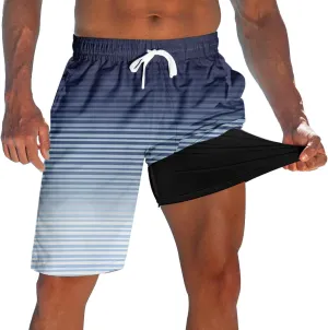 Men's Swim Trunks with Compression Liner 9" Quick Dry Board Shorts