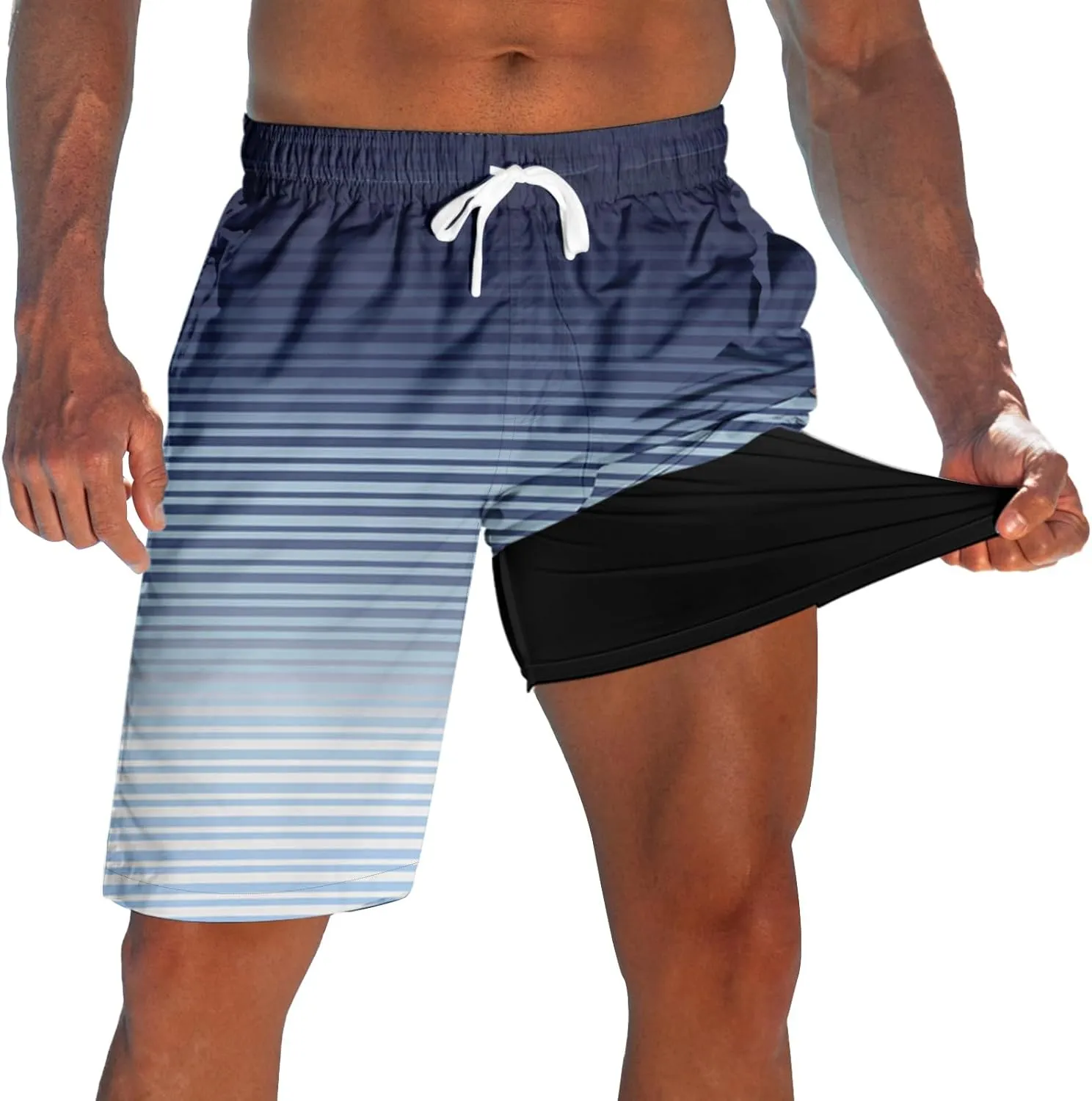 Men's Swim Trunks with Compression Liner 9" Quick Dry Board Shorts