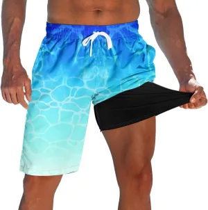 Men's Swim Trunks with Compression Liner 9" Quick Dry Board Shorts