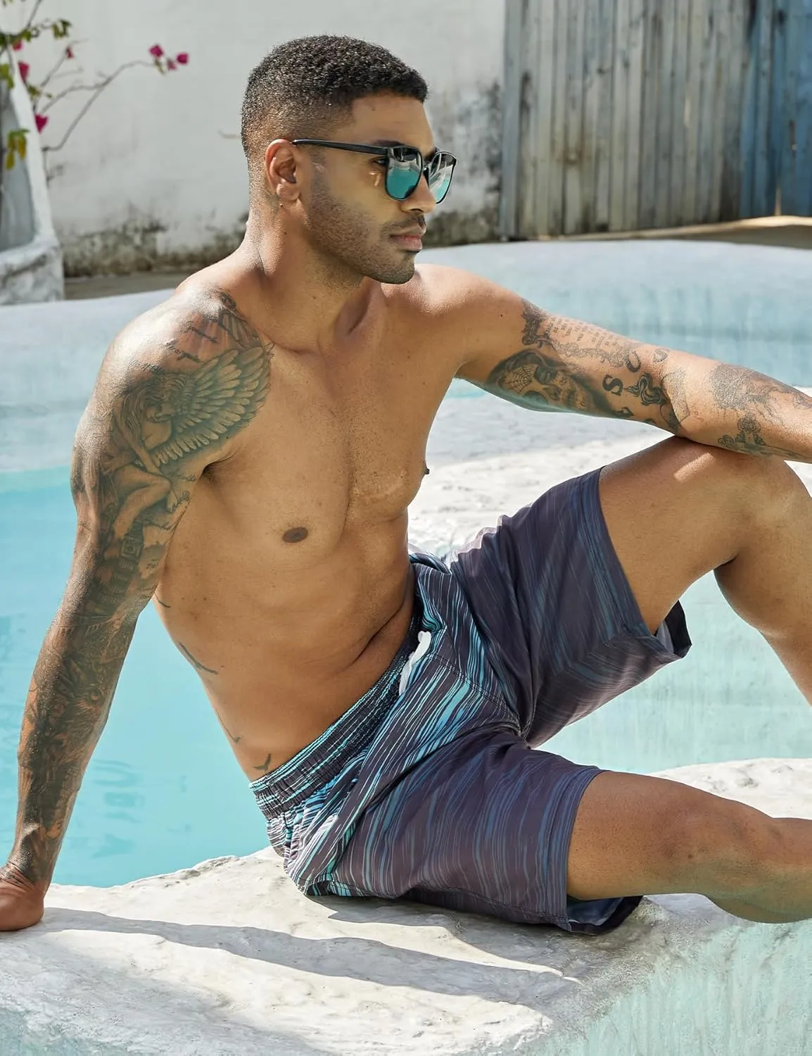 Men's Swim Trunks with Compression Liner 9" Quick Dry Board Shorts