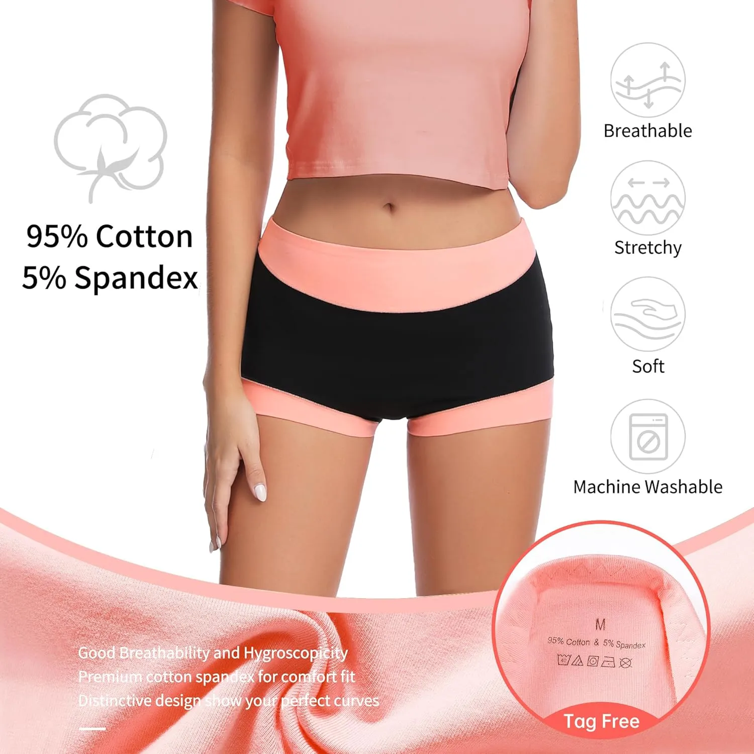 Migbean Boy Shorts Underwear for Women - Boxers for Women,womens Cotton Underwear,Boyshorts for Women,Cotton Boyshorts