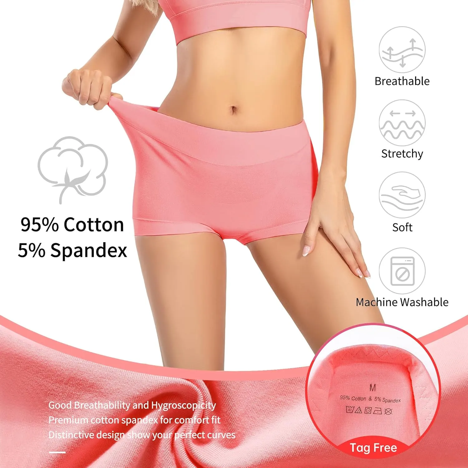 Migbean Boy Shorts Underwear for Women - Boxers for Women,womens Cotton Underwear,Boyshorts for Women,Cotton Boyshorts