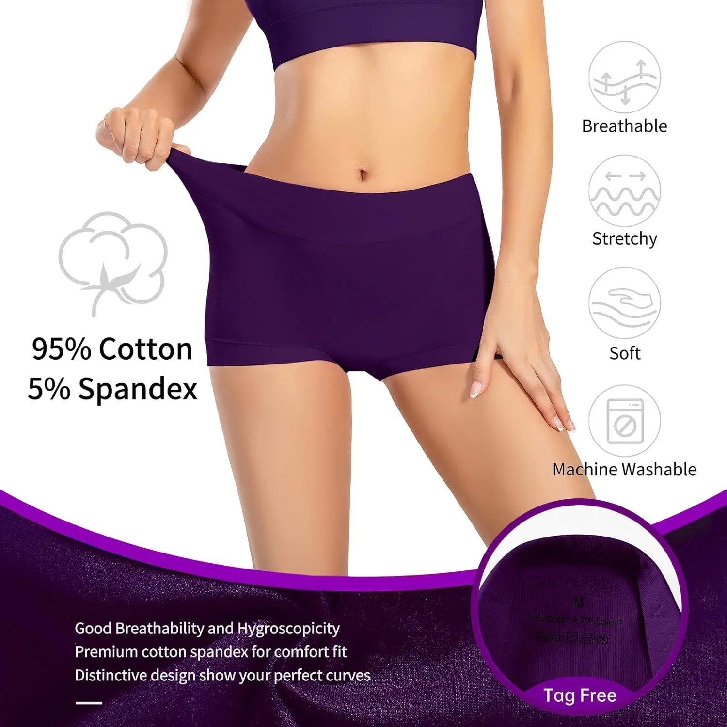 Migbean Boy Shorts Underwear for Women - Boxers for Women,womens Cotton Underwear,Boyshorts for Women,Cotton Boyshorts