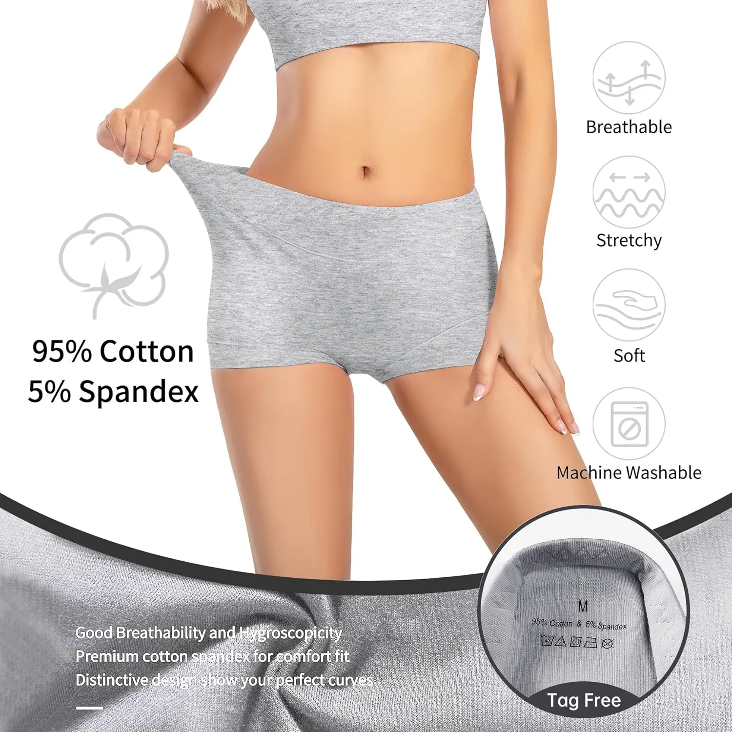Migbean Boy Shorts Underwear for Women - Boxers for Women,womens Cotton Underwear,Boyshorts for Women,Cotton Boyshorts