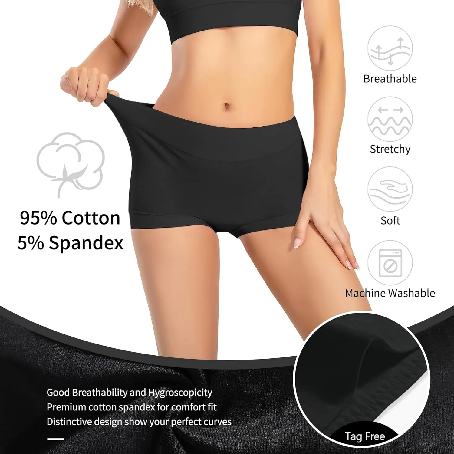 Migbean Boy Shorts Underwear for Women - Boxers for Women,womens Cotton Underwear,Boyshorts for Women,Cotton Boyshorts