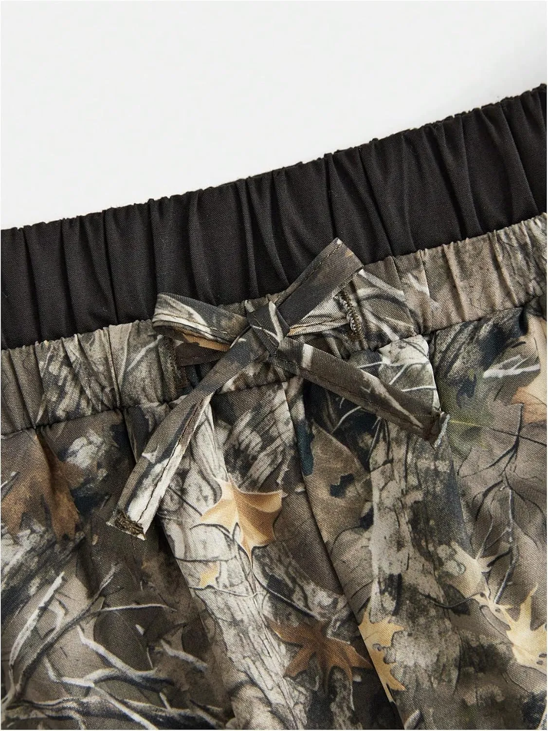 Milumia Girl's Camo Print Elastic Waist Trousers Straight Wide Leg Baggy Pants