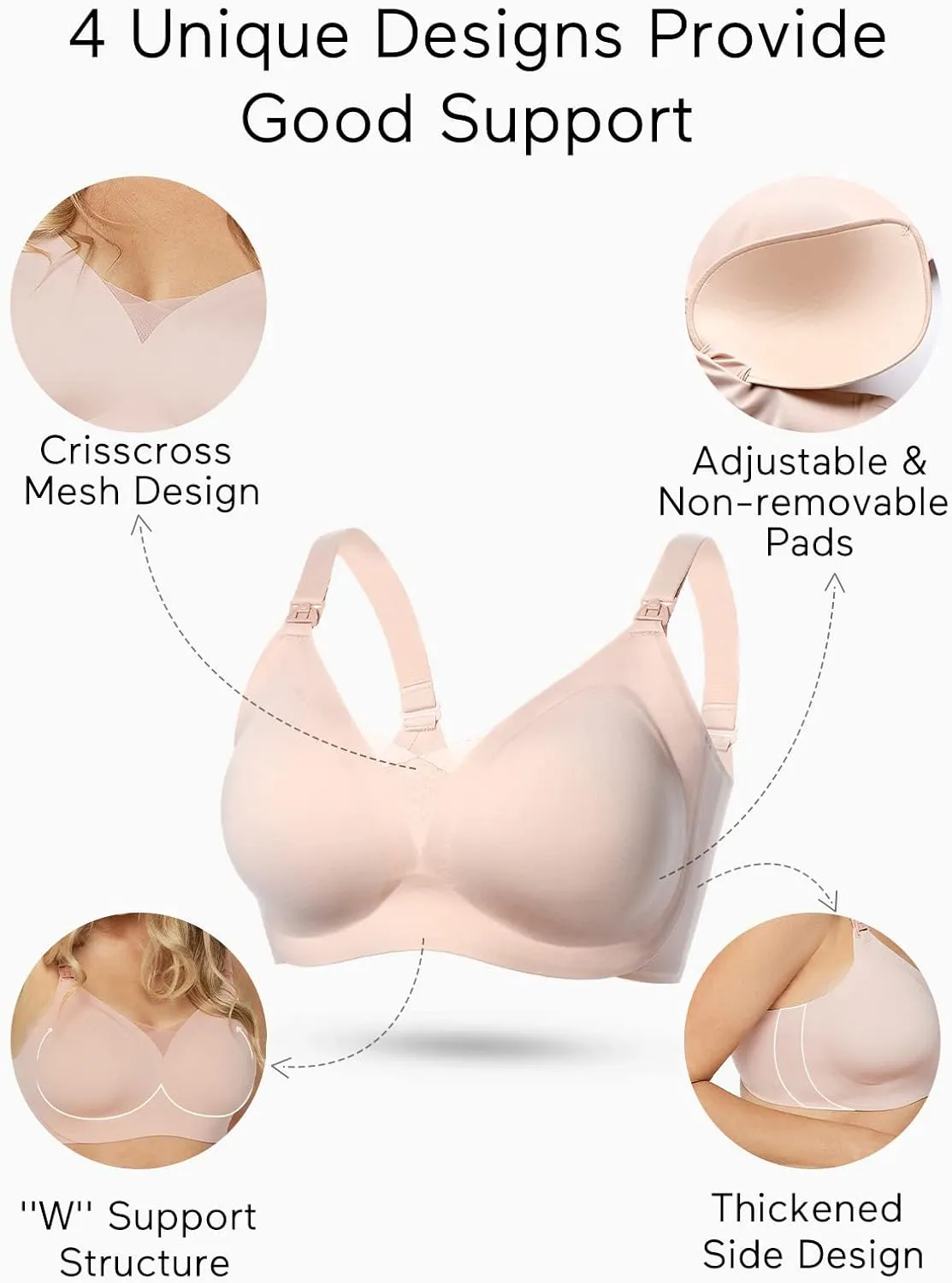 Momcozy Nursing Bras for Breastfeeding, Comfort Maternity Bra Buttery Soft Seamless Sleep Pregnancy Bra