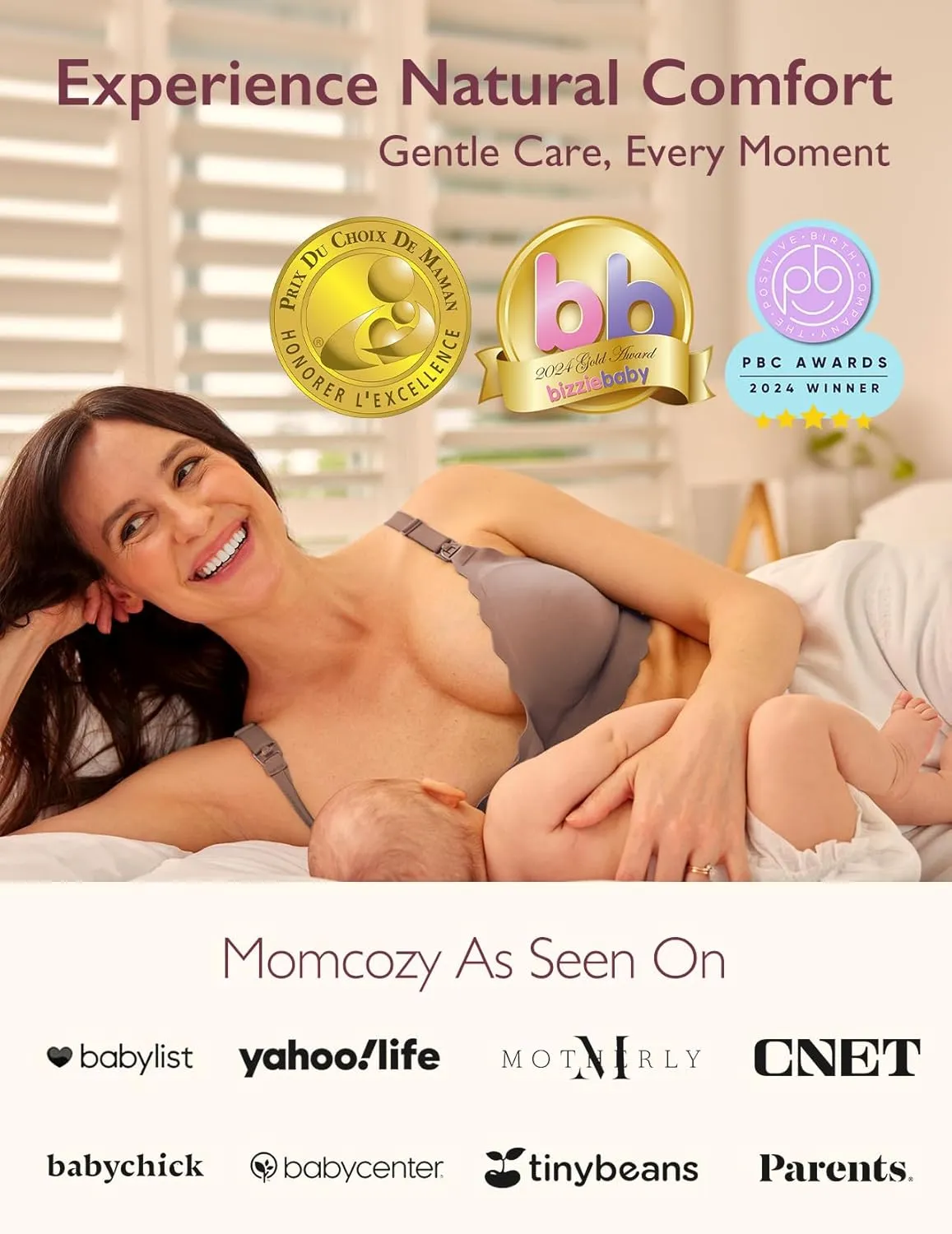 Momcozy Nursing Bras for Breastfeeding, Seamless Pregnancy Maternity Bra Wireless Classic Jelly Strip Support Nursing Bra