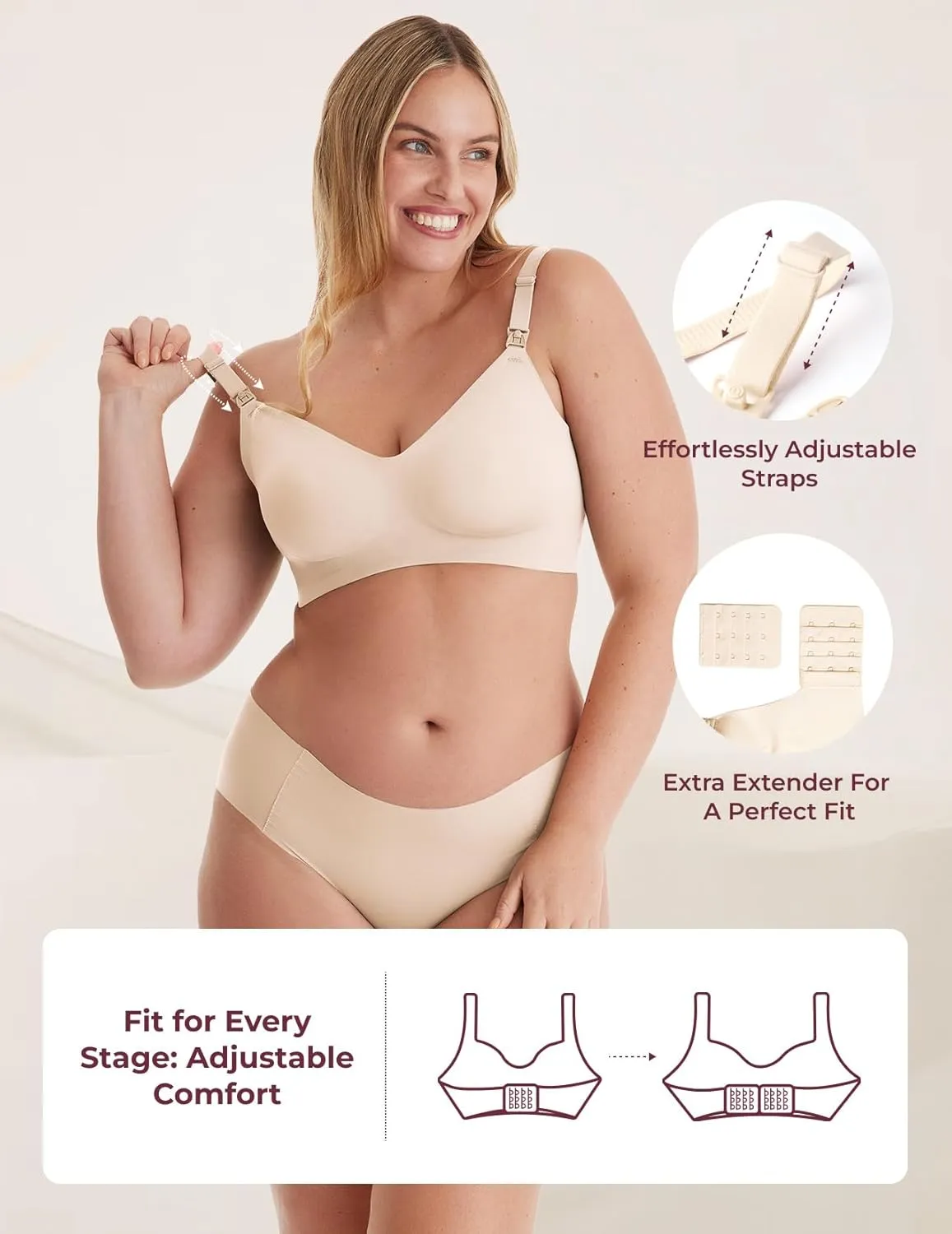 Momcozy Nursing Bras for Breastfeeding, YN21 Seamless Ultra Comfort Maternity Bra, Natural Shape, Pregnancy Sleep Bralette