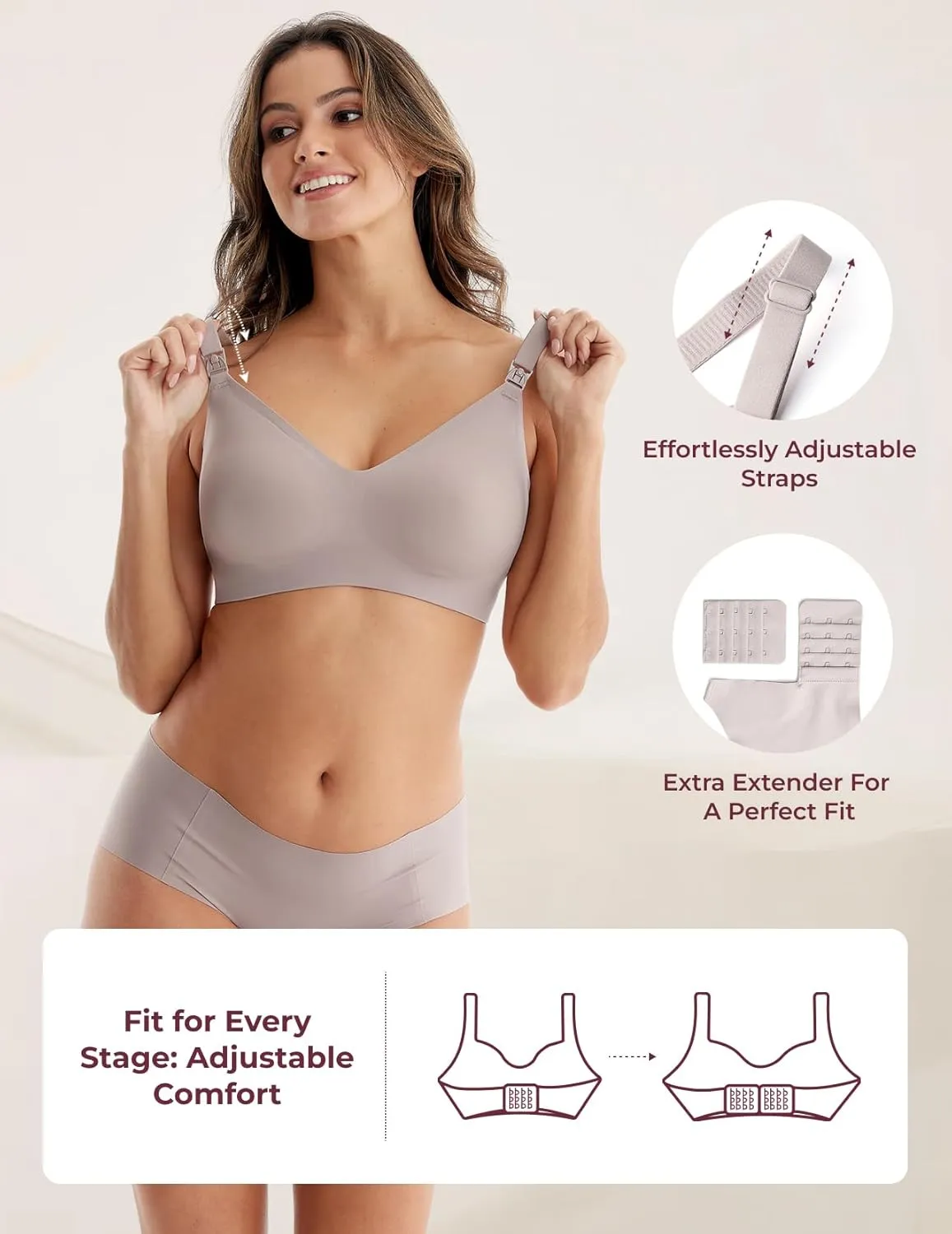 Momcozy Nursing Bras for Breastfeeding, YN21 Seamless Ultra Comfort Maternity Bra, Natural Shape, Pregnancy Sleep Bralette