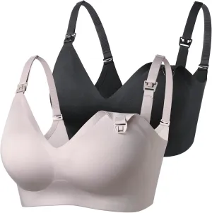 Momcozy Nursing Bras for Breastfeeding, YN21 Seamless Ultra Comfort Maternity Bra, Natural Shape, Pregnancy Sleep Bralette