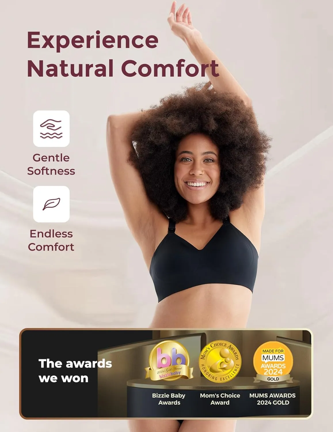 Momcozy Nursing Bras for Breastfeeding, YN21 Seamless Ultra Comfort Maternity Bra, Natural Shape, Pregnancy Sleep Bralette