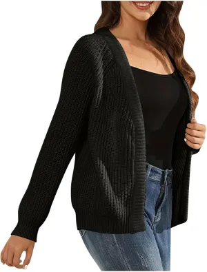 NATHGAM Womens Ribbed Knitted Cardigan Sweaters Lightweight Long Sleeve Mid-Long Coats Oversized Chunky Soft Knitwear Outwear