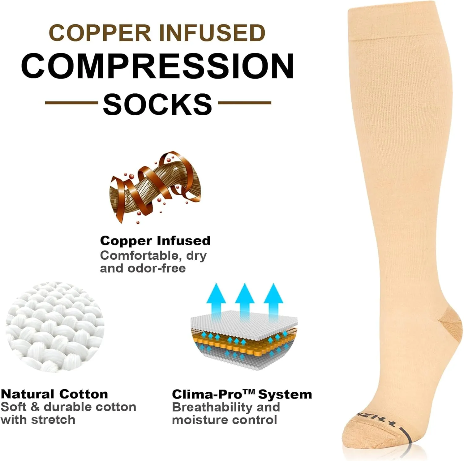 NEWZILL Compression Dress Socks for Men & Women | Cotton Rich Comfortable Socks 15-20mmHg | BEST Stockings for Business Casual Running Medical Athletic Edema Diabetic