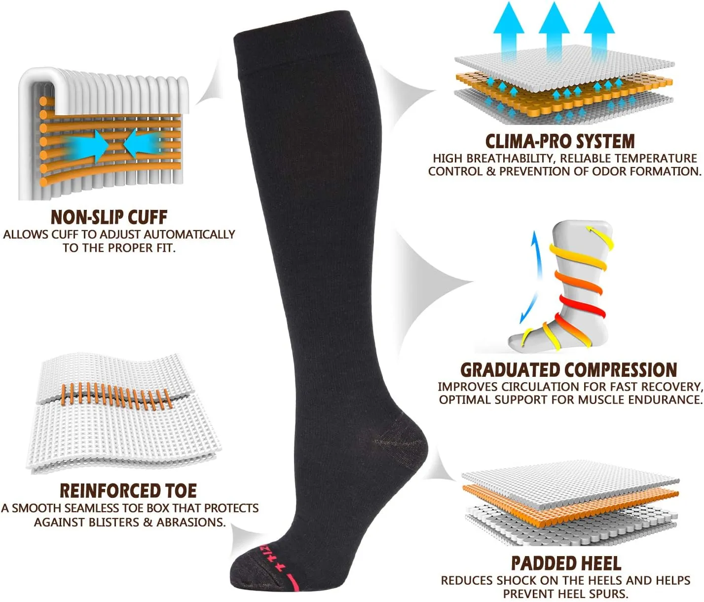 NEWZILL Compression Dress Socks for Men & Women | Cotton Rich Comfortable Socks 15-20mmHg | BEST Stockings for Business Casual Running Medical Athletic Edema Diabetic