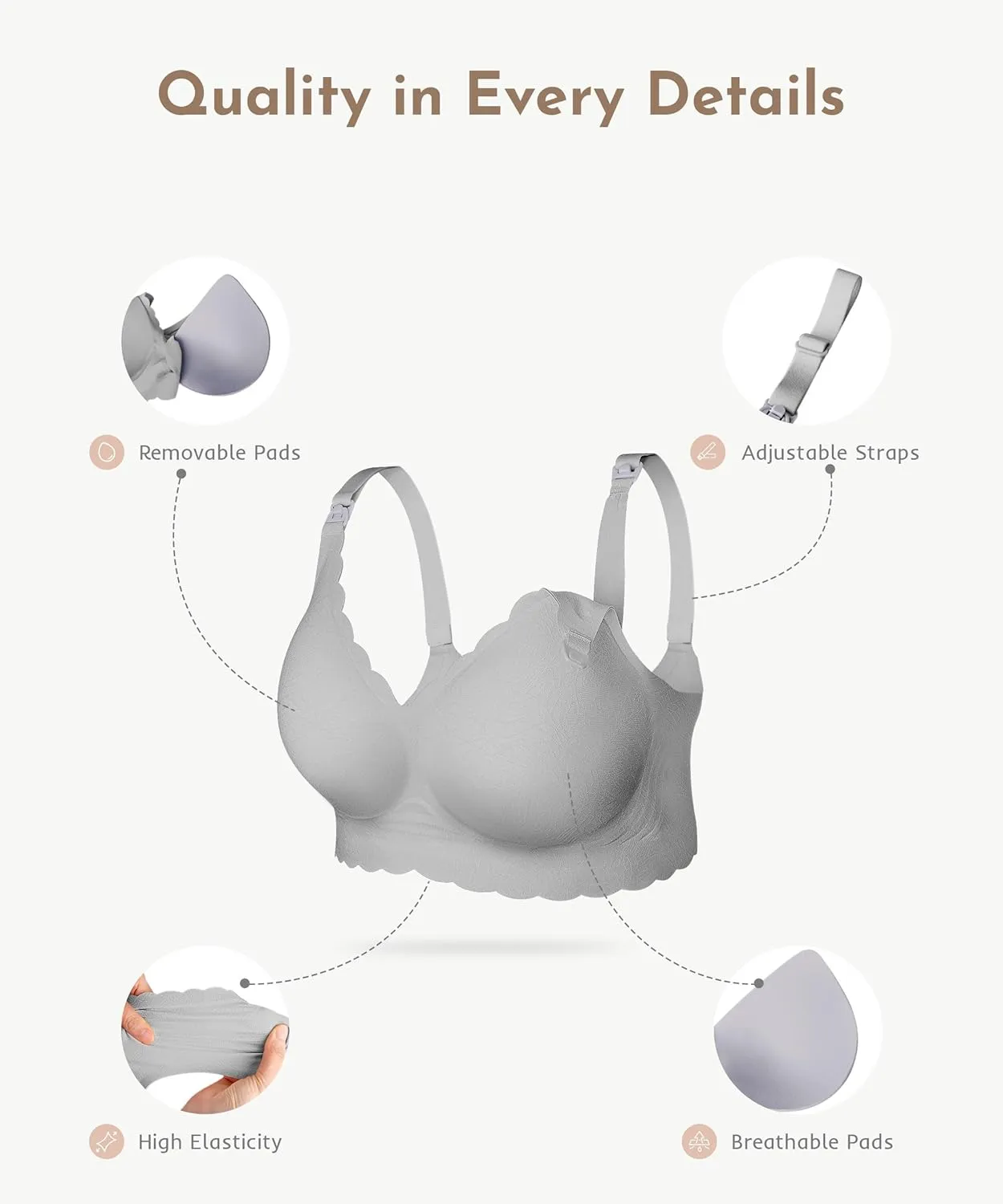 Nursing Bras for Breastfeeding, Seamless Ultra Comfort Maternity Bra, Natural Shape Pregnancy Bras for Women