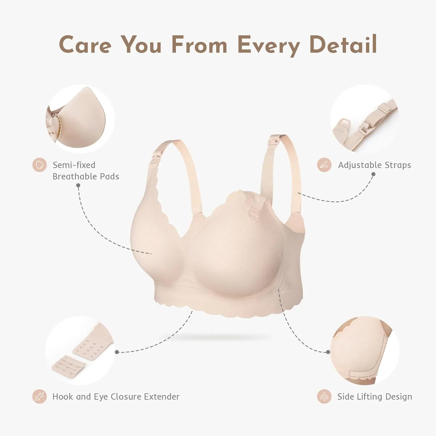 Nursing Bras for Breastfeeding, Seamless Ultra Comfort Maternity Bra, Natural Shape Pregnancy Bras for Women