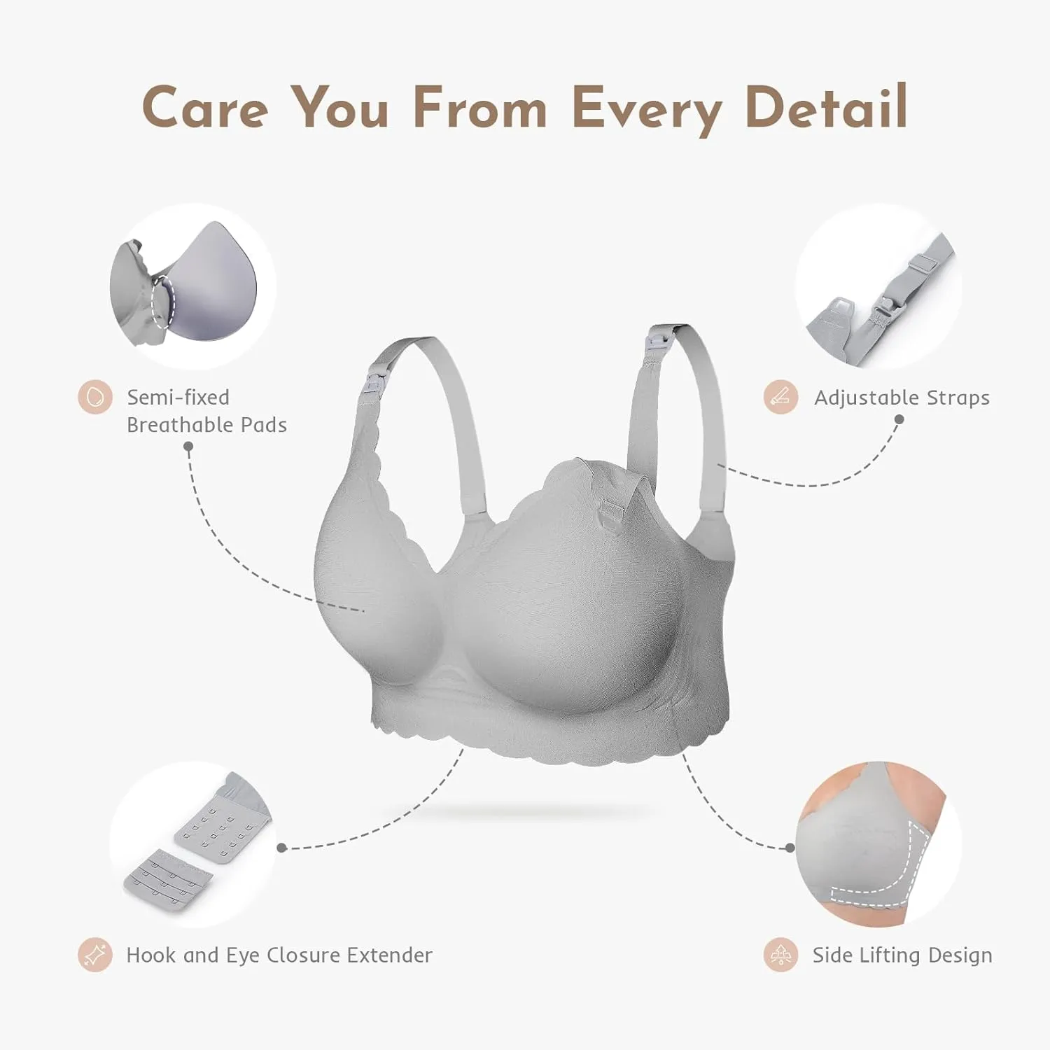 Nursing Bras for Breastfeeding, Seamless Ultra Comfort Maternity Bra, Natural Shape Pregnancy Bras for Women