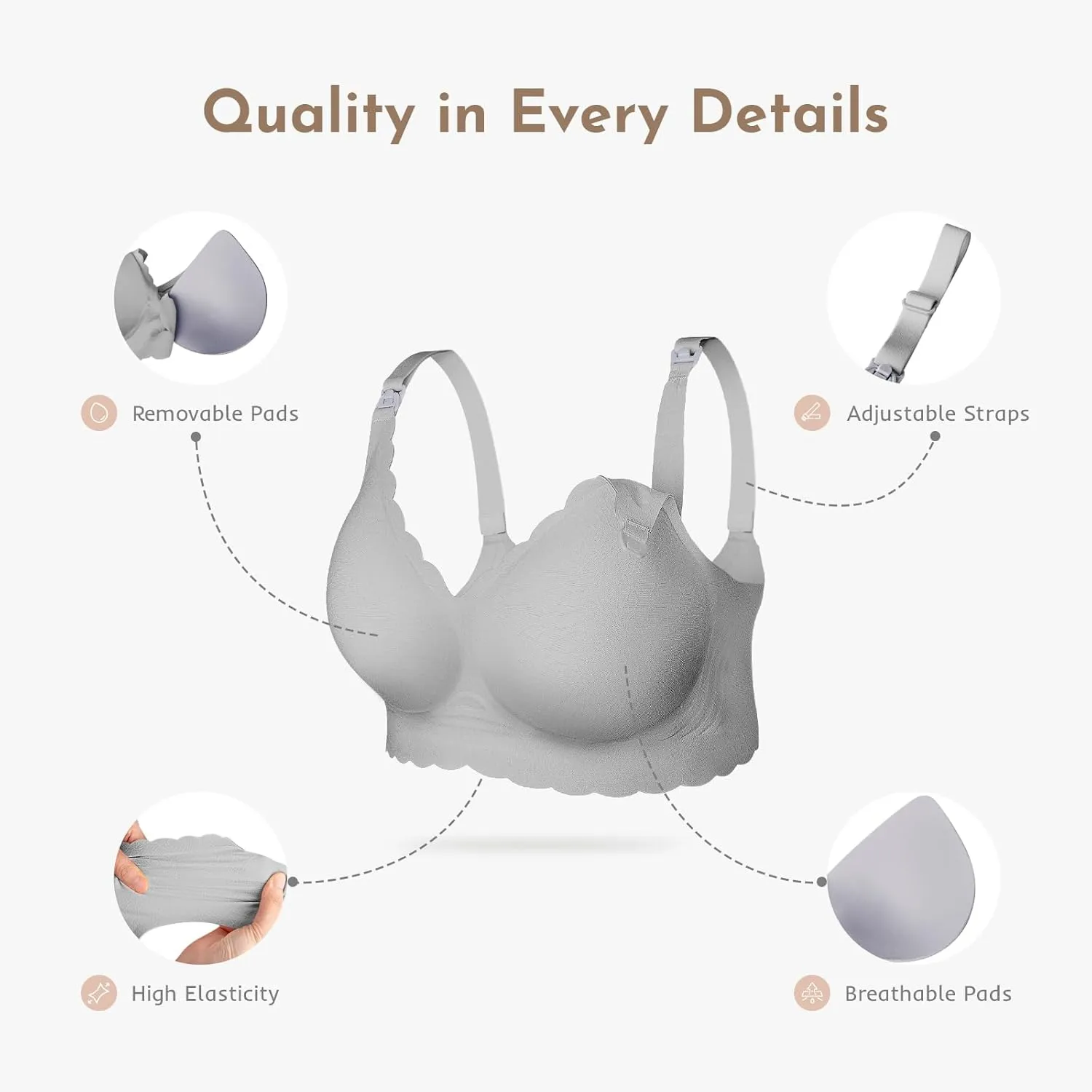 Nursing Bras for Breastfeeding, Seamless Ultra Comfort Maternity Bra, Natural Shape Pregnancy Bras for Women