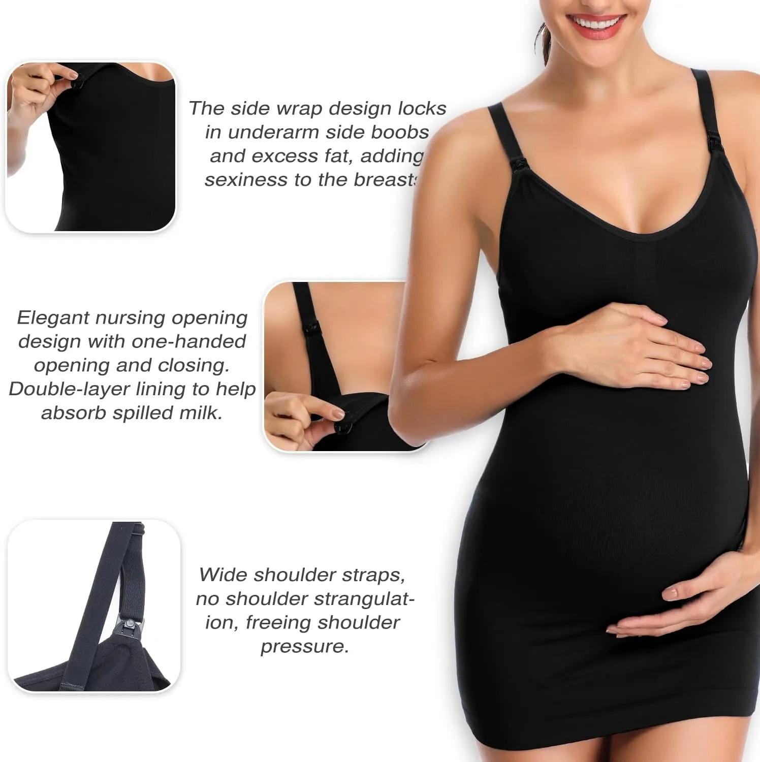 Nursing Tank Tops for Breastfeeding - Pregnancy Must Haves Maternity Camisoles with Built in Bra