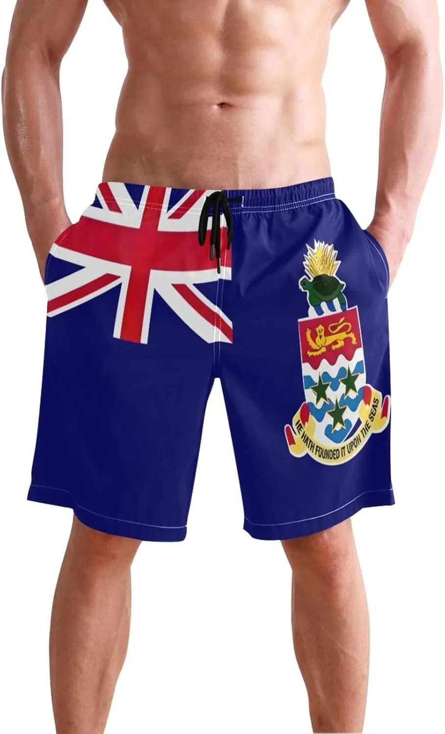 ODAWA China Flag Swimming Suit for Men Quick Dry Men's Board Shorts with Mesh Liner