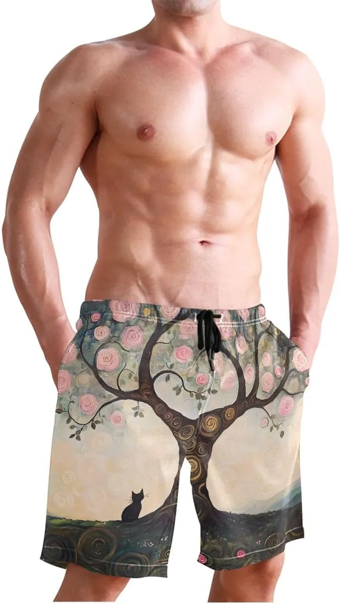 ODAWA Dancing Dogs Mens Beach Shorts Quick Dry Men's Swim Shorts with Pockets